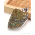 Gros Pendentif argent Pyrite arc-en-ciel asymétrique - Pendentifs pierres naturelles