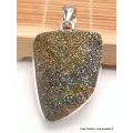 Gros Pendentif argent Pyrite arc-en-ciel asymétrique - Pendentifs pierres naturelles