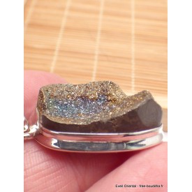 Pendentif Pyrite arc-en-ciel bleu foncé cuivré Bijoux en Pyrite arc-en-ciel YM66.3