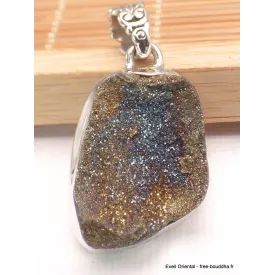Pendentif Pyrite arc-en-ciel bleu foncé cuivré - Pendentifs pierres naturelles