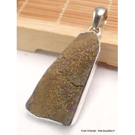 Pendentif Pyrite arc-en-ciel bleu bronze rose - Bijoux en Pyrite arc-en-ciel