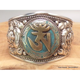 Bracelet OM métal laiton Bracelets tibétains bouddhistes BRAY2.1