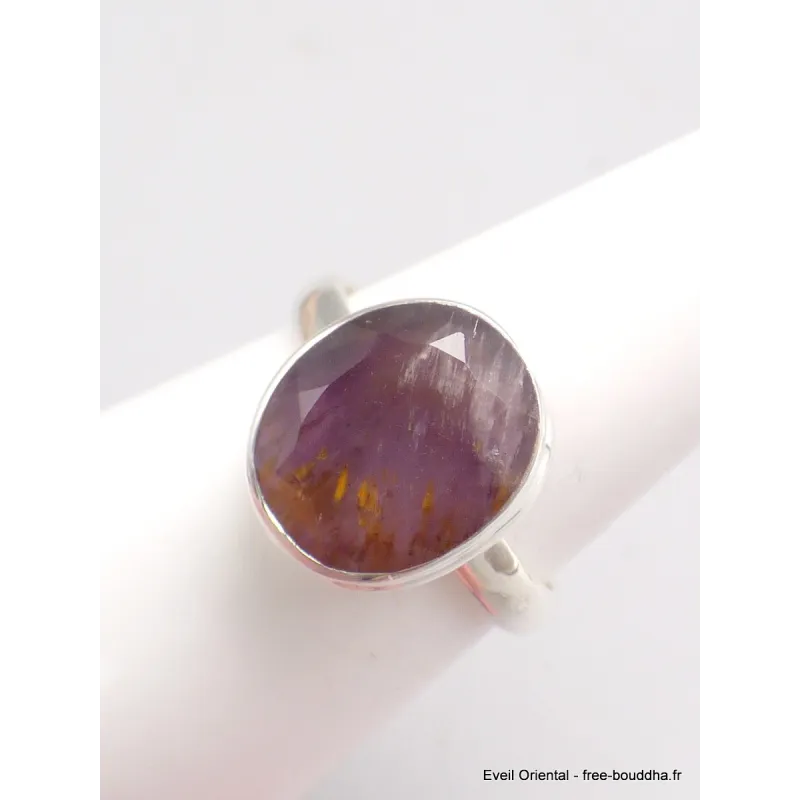 Bague Cacochynite Super Seven facettée taille 56 - Bijoux en Cacochynite Super Seven