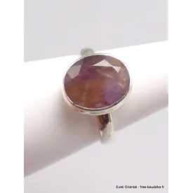 Bague argent Cacochynite Super Seven facettée taille 57 - Bijoux en Cacochynite Super Seven