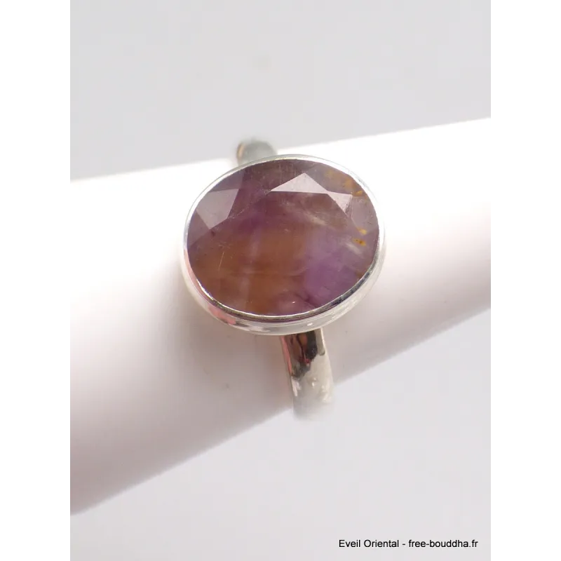 Bague argent Cacochynite Super Seven facettée taille 57 - Bijoux en Cacochynite Super Seven
