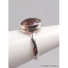 Bague argent Cacochynite Super Seven facettée taille 57 - Bijoux en Cacochynite Super Seven