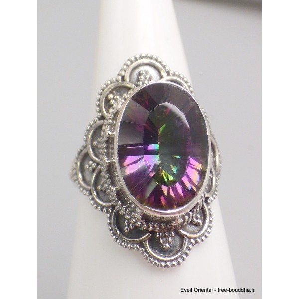 Bague Quartz mystique ciselée taille 55 Bijoux en Quartz Mystique XV132.4