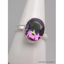 Bague ovale Quartz mystique taille 59 - Bijoux en Quartz Mystique