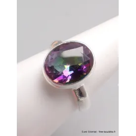 Bague ovale Quartz mystique taille 59 - Bijoux en Quartz Mystique