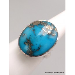 Bague Turquoise avec Pyrite ovale taille 55/56 Bijoux en Turquoise Iranienne (Nishapur) YM67.2