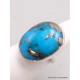 Bijou bague Turquoise avec Pyrite ovale taille 53/54 Bijoux en Turquoise Iranienne (Nishapur) YM67.3