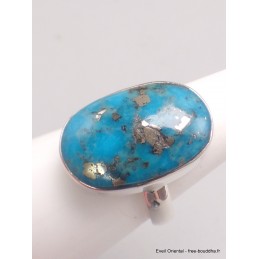 Bague vraie turquoise avec pyrite taille 59 Bijoux en Turquoise Iranienne (Nishapur) YM67.7