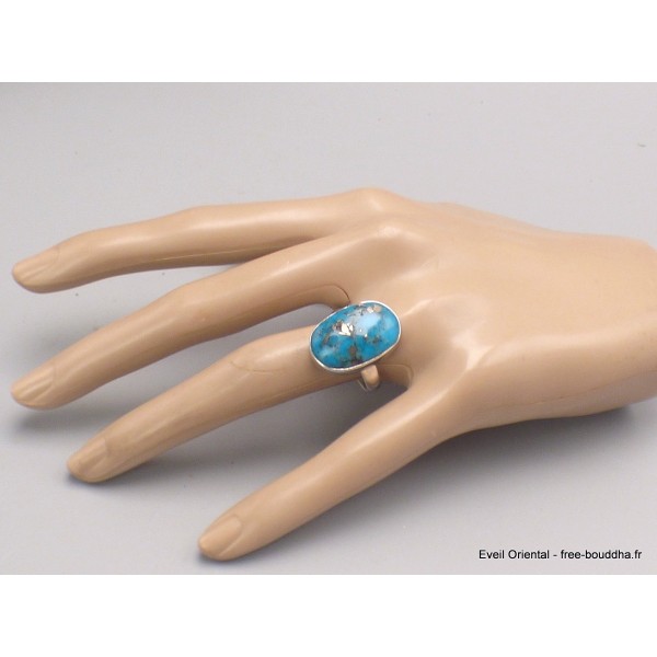 Bague vraie turquoise avec pyrite taille 59 Bagues pierres naturelles YM67.7