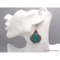 Boucles d'oreilles tibétaines longues forme fleur - Boucles d'oreilles tibétaines
