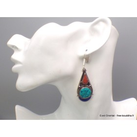 Boucles d'oreilles longues tibétaines Boucles d'oreilles tibétaines LBOT36