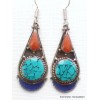 Boucles d'oreilles longues tibétaines Boucles d'oreilles tibétaines LBOT36