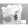Boucles d'oreilles longues traditionnelles tibétaines Boucles d'oreilles tibétaines LBOT37