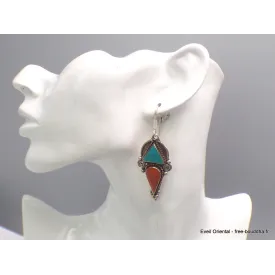 Boucles d'oreilles tibetaines longues en pointe - Boucles d'oreilles tibétaines