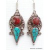 Longues boucles d'oreilles tibétaines en turquoise Boucles d'oreilles tibétaines LBOT39