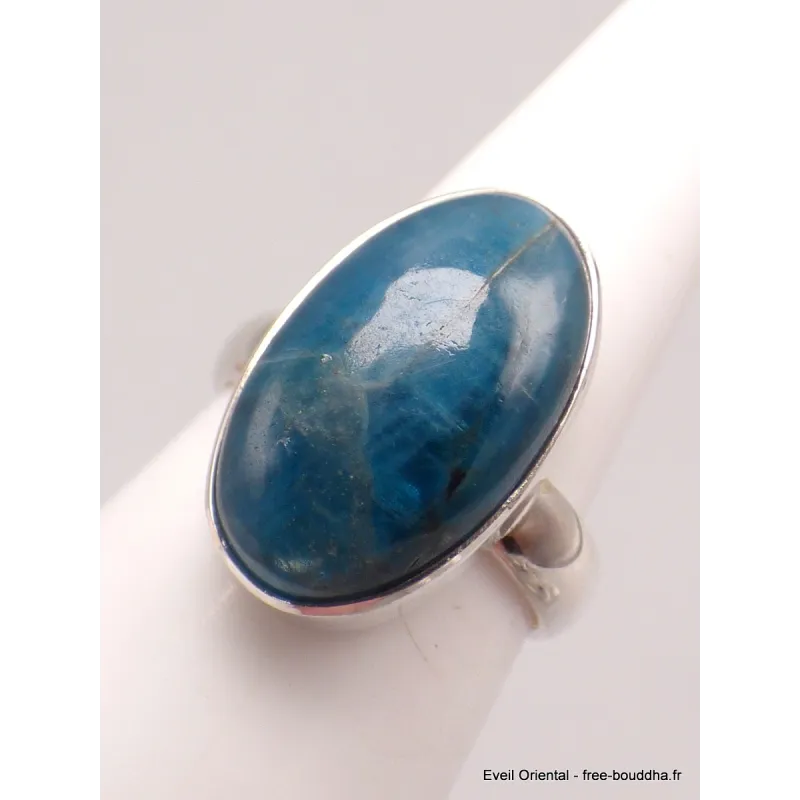 Bague Apatite bleue ovale taille 54 - Bijoux en Apatite bleue