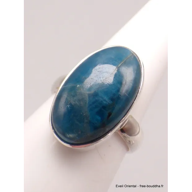 Bague Apatite bleue ovale taille 54 - Bijoux en Apatite bleue