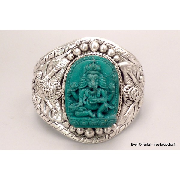 Large Bracelet manchette Ganesh Bracelets tibétains bouddhistes BRAY4