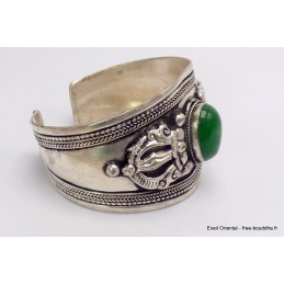 Gros Bracelet tibétain Onyx vert et dordjé Bracelets tibétains bouddhistes ref 7587.3