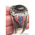 Gros Bracelet tibetain look ancien onyx noir Bracelets tibétains bouddhistes ref7588