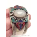 Gros Bracelet tibetain look ancien Pierre de lune - Bracelets tibétains bouddhistes