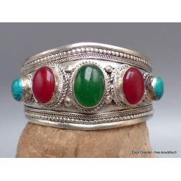 Gros Bracelet tibetain 5 pierres onyx cornaline Bracelets tibétains bouddhistes ref7589.1