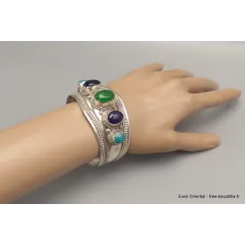 Gros Bracelet tibetain 5 pierres turquoise cornaline - Bracelets tibétains bouddhistes