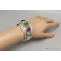 Gros Bracelet tibetain 5 pierres turquoise cornaline - Bracelets tibétains bouddhistes