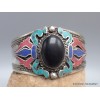Gros Bracelet tibetain look ancien onyx noir Bracelets tibétains bouddhistes ref7588