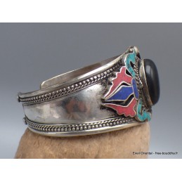 Gros Bracelet tibetain look ancien onyx noir Bracelets tibétains bouddhistes ref7588