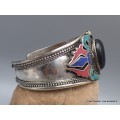 Gros Bracelet tibetain look ancien onyx noir Bracelets tibétains bouddhistes ref7588