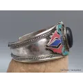 Gros Bracelet tibetain look ancien onyx noir - Bracelets tibétains bouddhistes