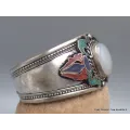 Gros Bracelet tibetain look ancien Pierre de lune - Bracelets tibétains bouddhistes