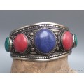Large Bracelet tibétain métal Pierres reconstituées Bracelets tibétains bouddhistes BRAC203.4