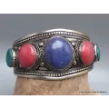 Large Bracelet tibétain métal Pierres reconstituées - Bracelets tibétains bouddhistes