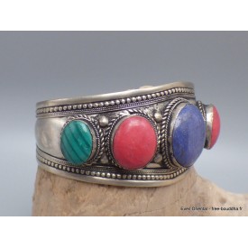 Large Bracelet tibétain métal Pierres reconstituées Bracelets tibétains bouddhistes BRAC203.4