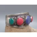 Large Bracelet tibétain métal Pierres reconstituées - Bracelets tibétains bouddhistes