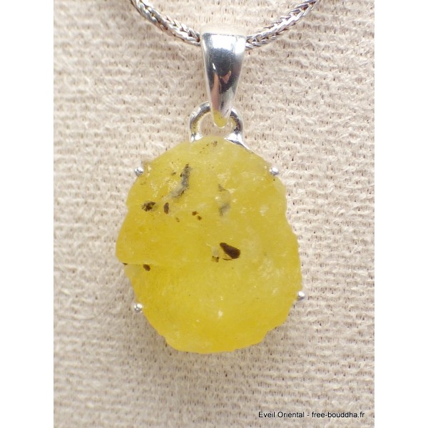 Pendentif Brucite brute serti griffes pointe noire Pendentifs pierres naturelles AW49.3