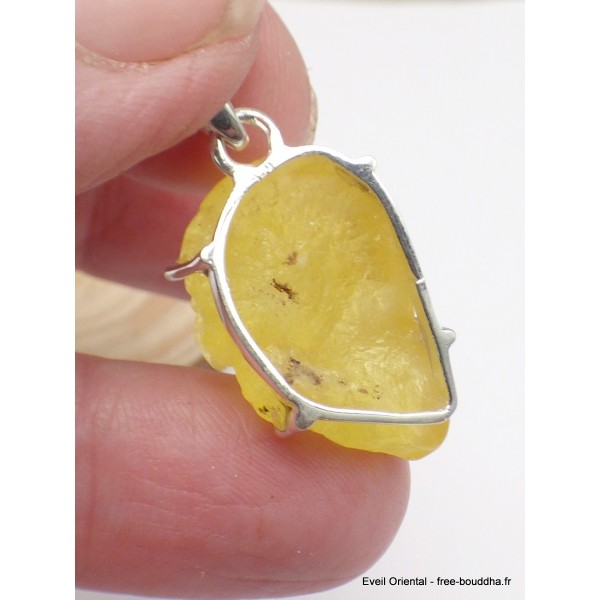 Pendentif argent Brucite brute serti griffes Bijoux en Brucite AW49.4