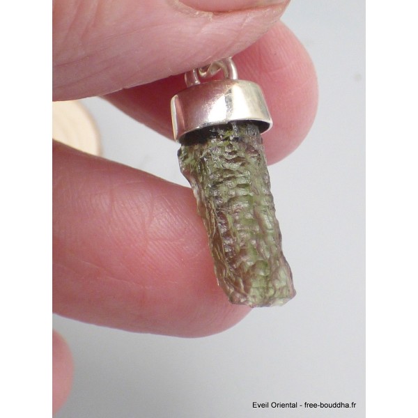 Pendentif Moldavite brute qualité AAA forme incurvée Bijoux en Moldavite YM69.2