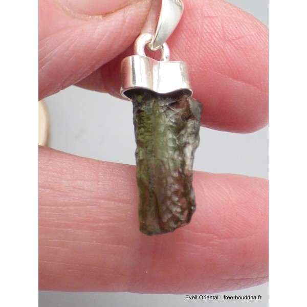Pendentif Moldavite brute qualité AAA forme incurvée Bijoux en Moldavite YM69.2