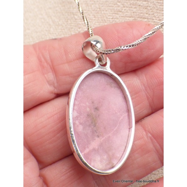 Bijou pendentif en Pétalite rose marbrures blanches Pendentifs pierres naturelles LAM68.4