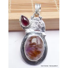 Pendentif Cacochynite Super seven grenat cabochon - Pendentifs pierres naturelles