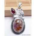 Pendentif Cacochynite Super seven grenat cabochon - Pendentifs pierres naturelles