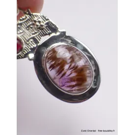 Pendentif Cacochynite Super seven grenat cabochon - Pendentifs pierres naturelles