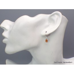 Boucles d'oreilles Grenat mandarin taille émeraude Bijoux Grenat Mandarin YM75